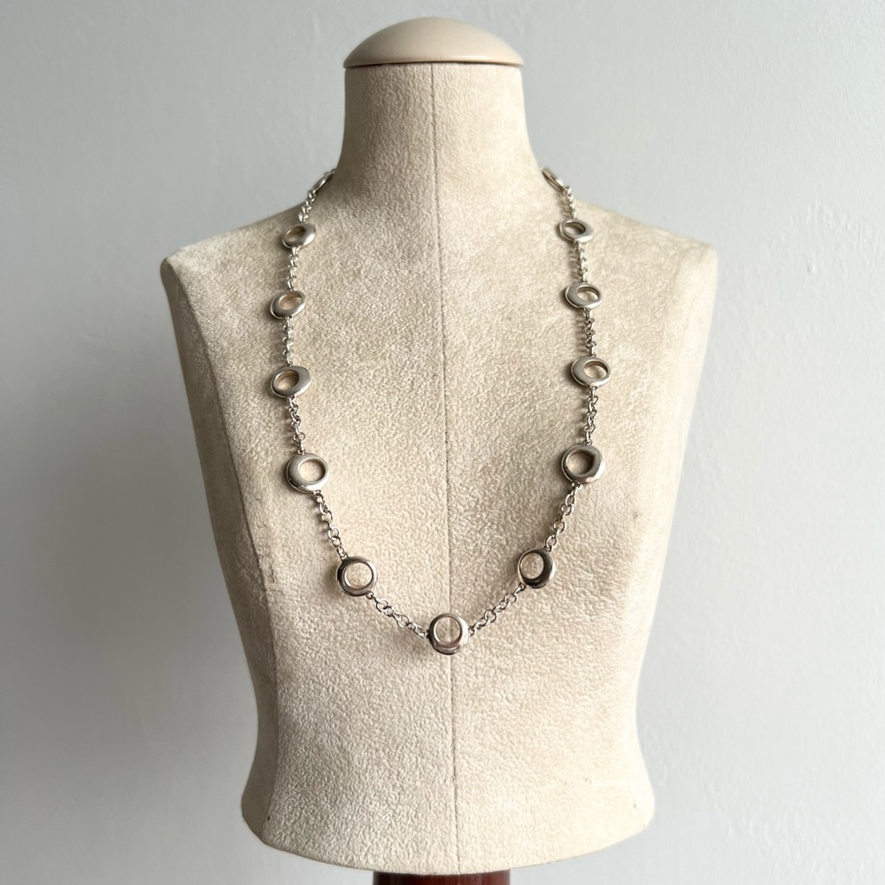 Solid Sterling Silver Circle Necklace - image 1